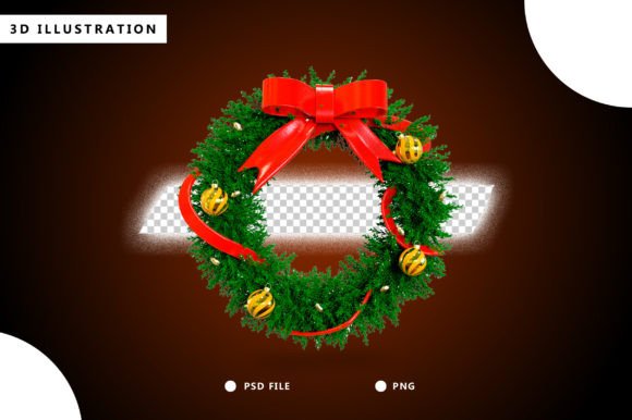 3d Wreath with Christmas Balls: Festive Illustrations
