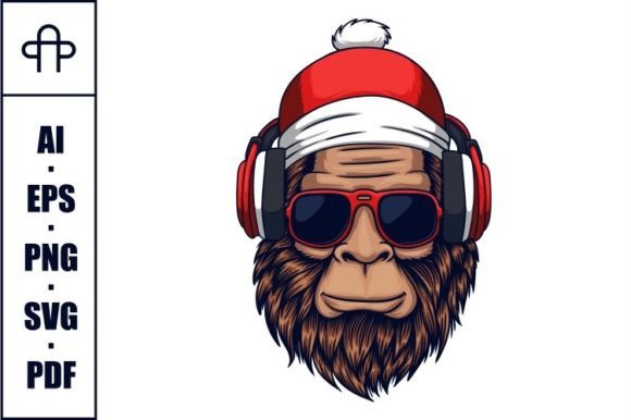 Bigfoot Head Season Christmas: Festive Illustrations