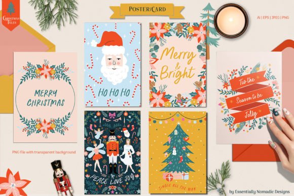 Christmas Card Set Printable: Premium Illustrations