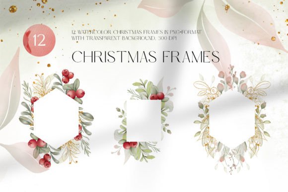 Christmas Floral Frames: Festive Illustrations