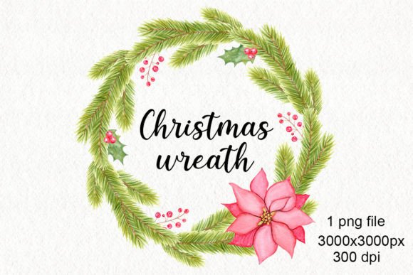 Christmas Poinsettia Wreath Png: Premium Illustrations
