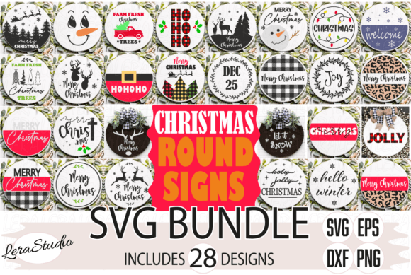 Christmas Round Signs: Festive Illustrations for Sellers