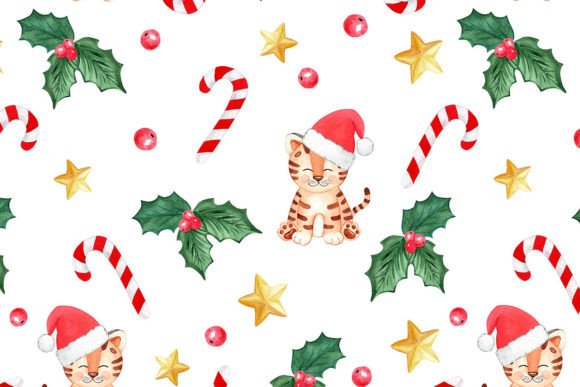 Christmas Tiger Pattern: Fresh Illustrations