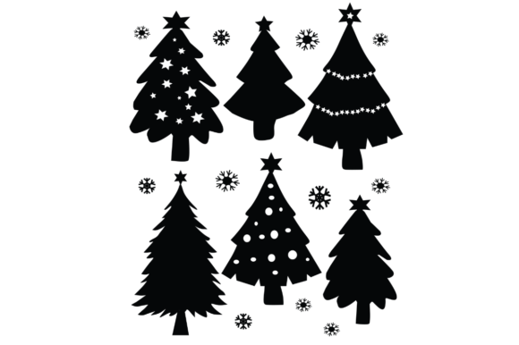 Christmas Tree Silhouette Set: Festive Illustrations