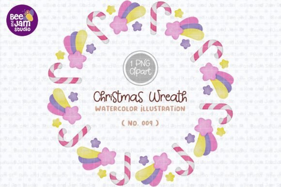 Christmas Wreath Watercolor PNG-009: Top Illustrations