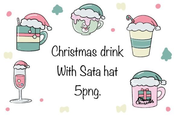Cute Christmas Drink with Santa Hat Illustrations Review