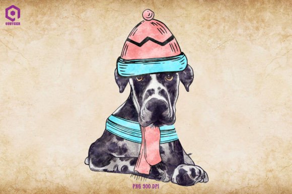 Great Dane Cozy Christmas Illustrations for Blogs