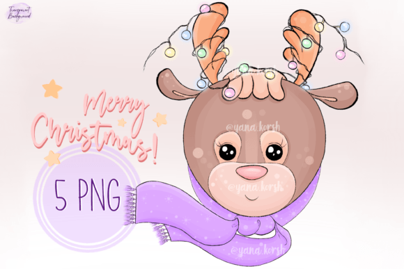 Reindeer Clipart & Christmas Lights: Festive Illustrations