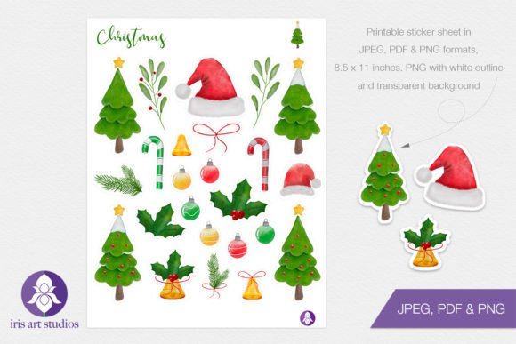 Review: Printable Watercolor Christmas Stickers for Embroidery