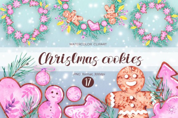 Watercolor Christmas Cookies PNG: Festive Illustrations