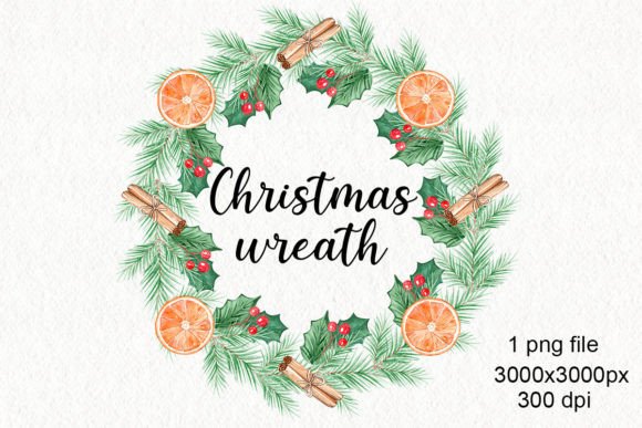 Watercolor Christmas Holly Wreath Png: Festive Illustrations