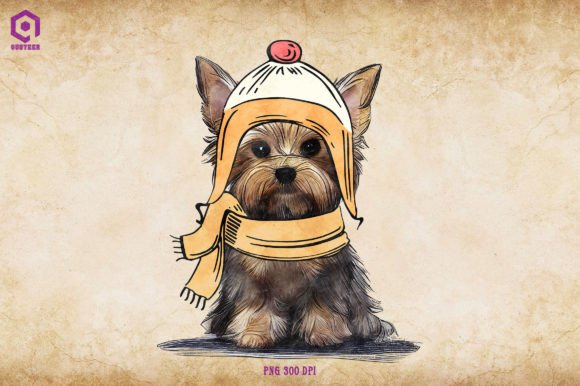 Yorkshire-terrier Cozy Christmas: Festive Illustrations